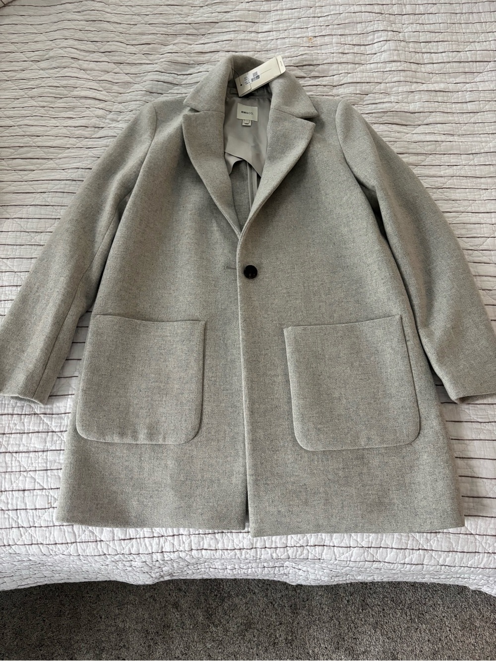 RW&CO. Women's Light Gray Single-Button Pea Coat